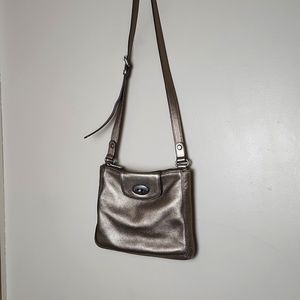 Metallic Fossil Crossbody Satchel Bag